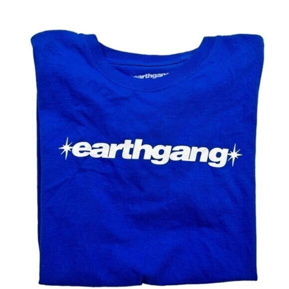 NWOT Unisex Earthgang Blue Short Sleeve Graphic Tee Shirt - Size Large - Picture 1 of 4